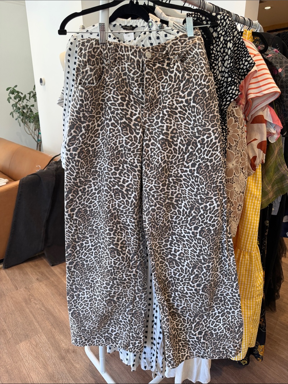 Supre Leopard Print Wide-Leg Pants in Brown and Cream